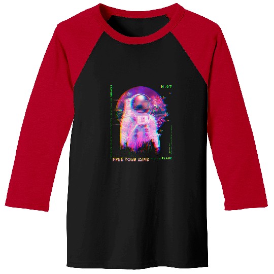 Aliens UFO Alien freesYourMind Glitchy Vaporwave Goth Y2K Baseball Tees