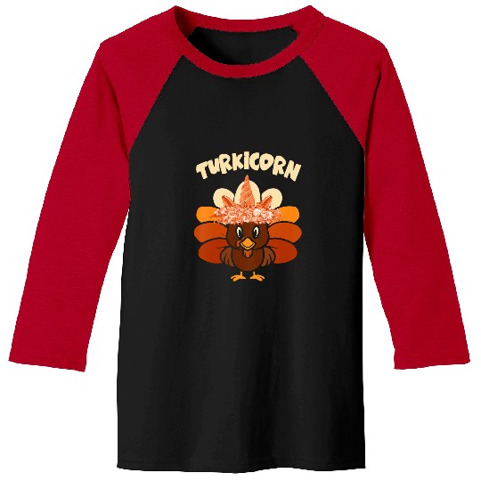 Unicorn Pet Pony Kids Kids Funny Turkicorn Unicorn Turkey Funny Thanksgiving Girls 0 Baseball Tees