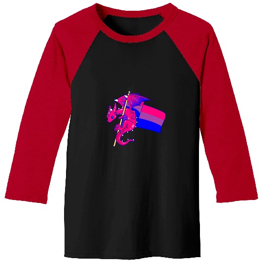 Dragon Pet Epic Dragon With Bisexual Pride Flag LGBTQ Baseball Tees