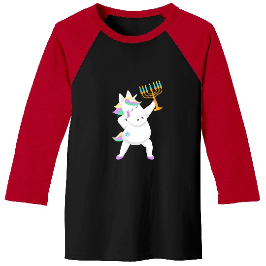 Unicorn Pet Hanukkah Jewnicorn Unicorn Menorah Star Of David Funny Kids Baseball Tees