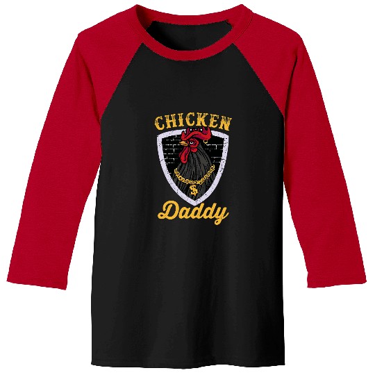 Chicken Pet Daddy Retro Rooster Wearing Gold Chain Baseball Tees