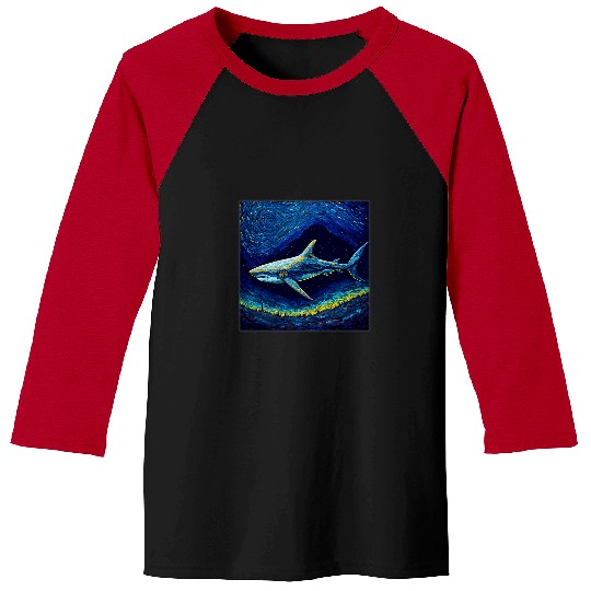 Shark Pet Surrealism Starry Night Caribbean Reef Baseball Tees