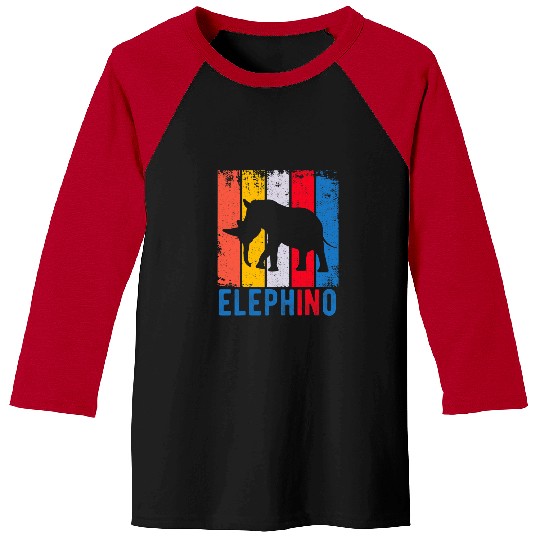 Elephant Mammal elephino elephant rhinoceros grunge rhino silhouette Baseball Tees