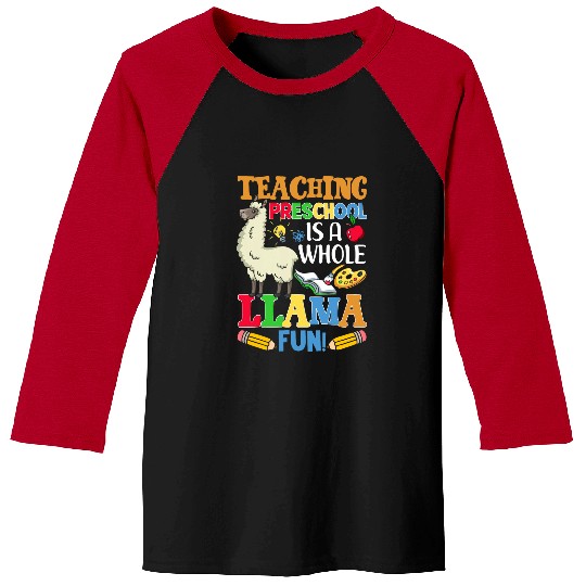 Llama Pet Teaching Preschool Is A Whole Llama Fun Preschool Teacher 9 Baseball Tees