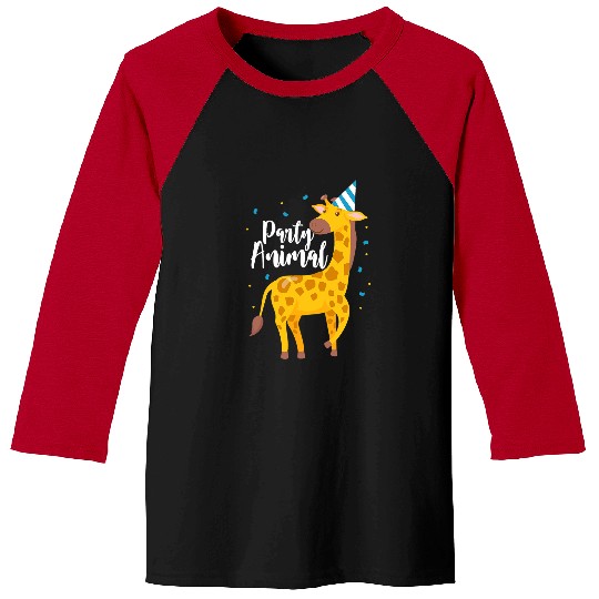 Giraffe Pet Birthday Animal Themed Party Animal Baseball Tees