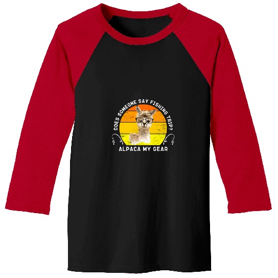 Llama Pet Funny Fishing Alpaca My Gear Fisherman Pun Angler Pole Jokes Baseball Tees