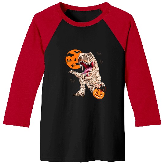 Dinosaur Pet Halloween Dinosaur T rexs Mummy Pumpkin Candy 6 Baseball Tees