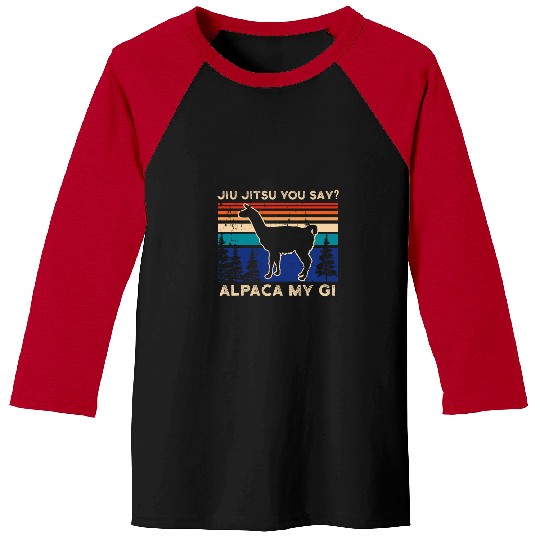 Llama Pet Funny Alpaca Jiujitsu Pun Martial Arts Brazilian Jiu Jitsu Baseball Tees