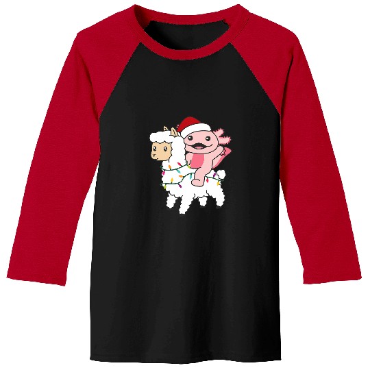 Axolotls Pet Llama Alpaca Christmas Llamas With Axolotls Baseball Tees