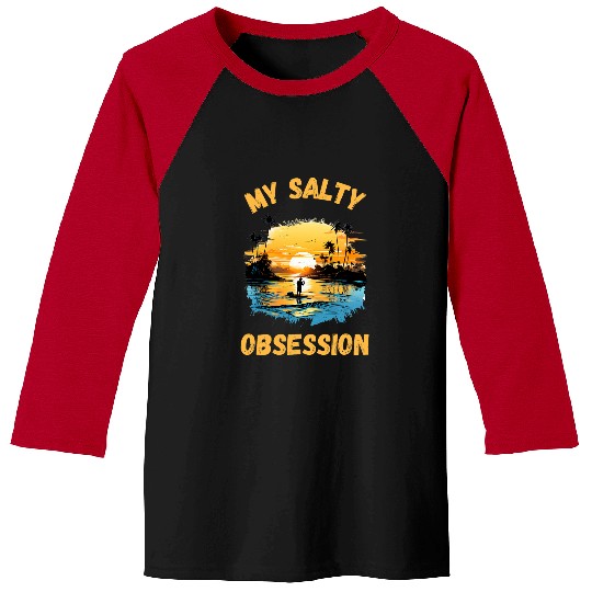 Fishing Fun My Salty Obsession Ocean Fishing Fish Sunset Graphic Baseball Tees