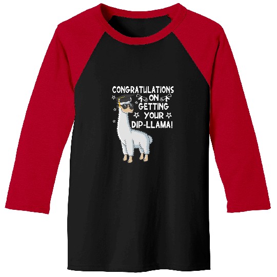 Llama Pet Funny Congratulations on DipLlama Graduation Baseball Tees