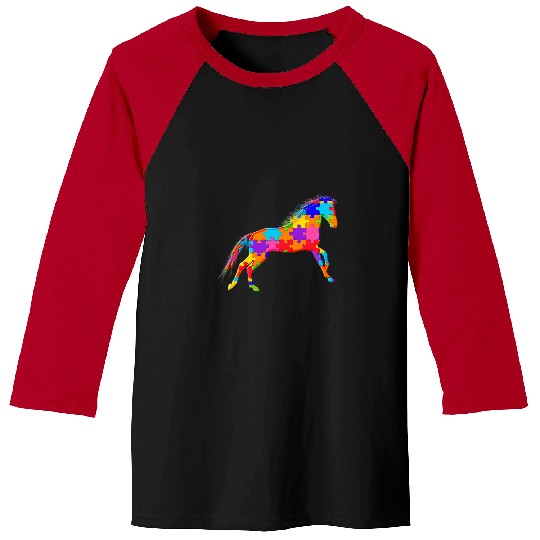 Autism Puzzle Horse Lover Animal pony Jigsaw Autism Puzzle 21 Baseball Tees