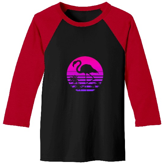 Flamingo Pet Vacay Palm Trees Pink Flamingo Vaporwave Tropical Summer Baseball Tees
