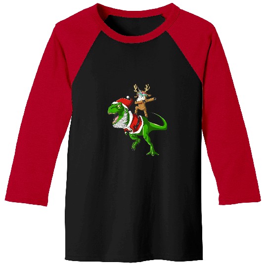 Unicorn Pet Kids Christmas TRex Santa with Unicorn Reindeer Baseball Tees