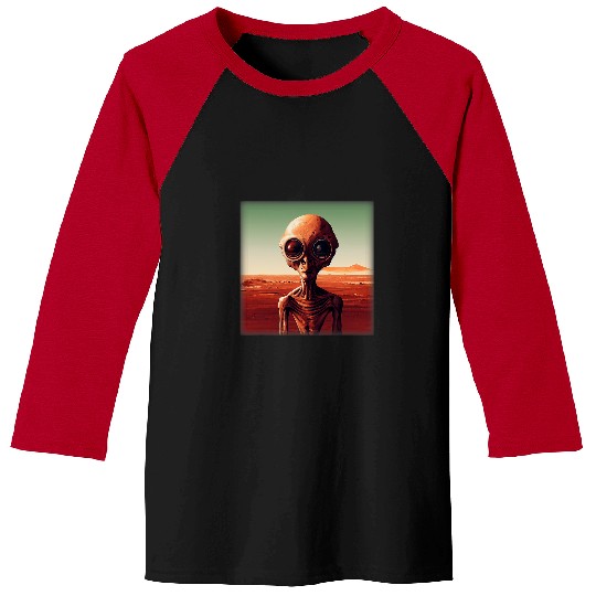 Aliens UFO Flat Mars Alien Face Halloween Alien UFO Space Baseball Tees