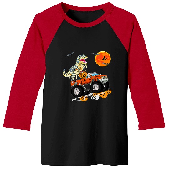 Dinosaur Pet Skull Halloween dinosaur t rexs mummy Skeletons truck Pumpkin Boys Baseball Tees