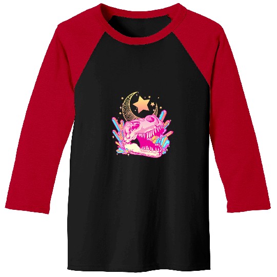 Dinosaur Pet Skull Pastel Goth T rexs Skull Crystal Crescent Moon Aesthetic Bone Baseball Tees