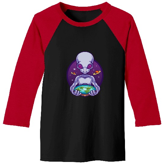 Aliens UFO Flat Earth Baseball Tees