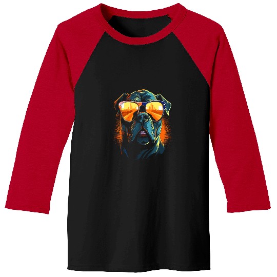 Tough Cool Neon Pitbull Puppy Love Dog wearing Sun Glasses 2 Baseball Tees