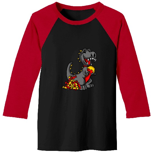 Dinosaur Pet Creepy Spooky Halloween Vampire TRex Kawaii Anime Cartoon Baseball Tees