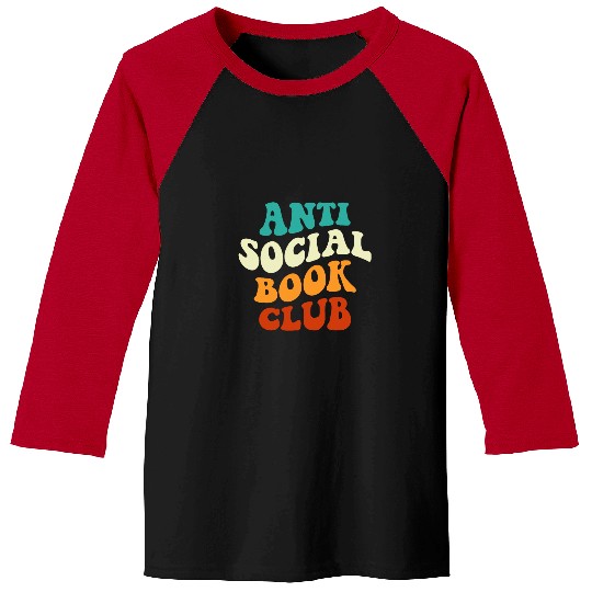 Book Fun antis Social Book Club Funny Apparel Retro Groovy Baseball Tees