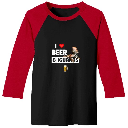 Iguana Pet Beer I Love Beer and Iguana LIzard Funny Drinking Reptile Lovers Baseball Tees
