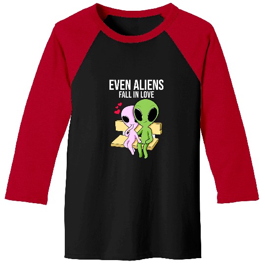 Aliens UFO Fall In Love Girlfriend Boyfriend Baseball Tees