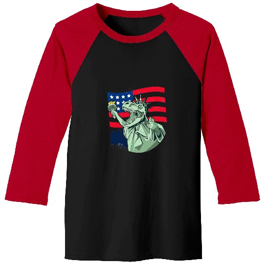 Dinosaur Pet Liberty rexs Funny 4th Of July Dinosaur American US Flag Kids Baseball Tees
