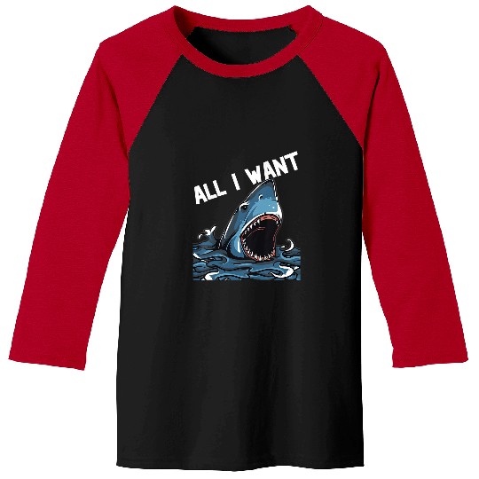 Shark Pet Kids Funny Cute Kid Toothless Shark All I Want Is Two Front Teeth Baseball Tees