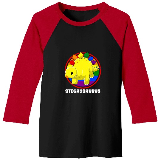 Dinosaur Pet LGBT Stegaysaurus Gay Stegosaurus LGBTQ Dinosaur Gay Pride Month Baseball Tees