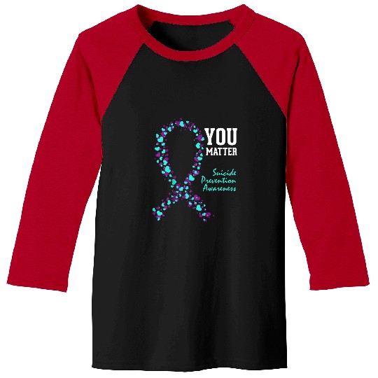 suicides Prevention 988 Ribbon You Matter Ribbon Baseball Tees