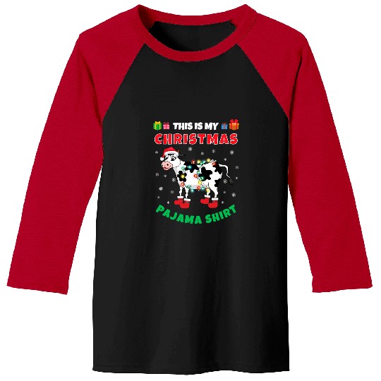 Cow Pet Santa Cow Farm Animal Farmer This Is My Christmas Pajama 398 Baseball Tees
