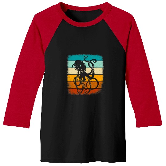 Octopus Pet Vintage Octopus Squid retro Baseball Tees