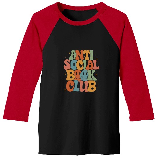 Book Fun antis Social Book Club Groovy Funny Introvert Reader Reading Baseball Tees