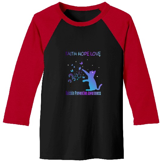 suicides Prevention 988 Ribbon Faith Hope Love Baseball Tees