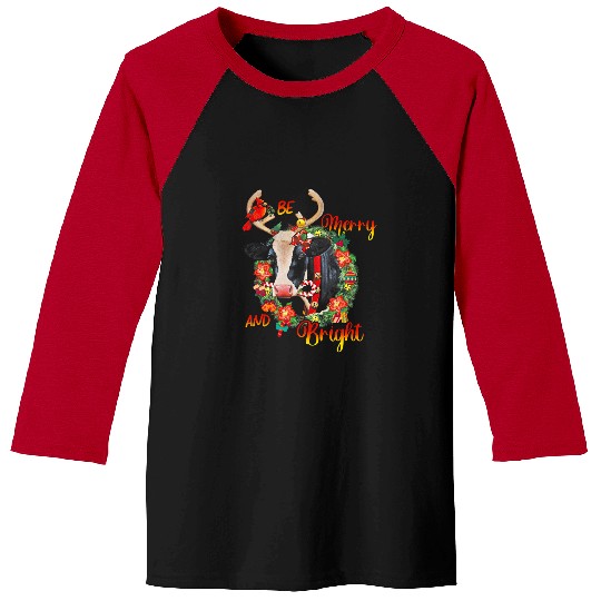 Cow Pet Be s Merry And Bright Cow Christmas Heifers Decoration Baseball Tees