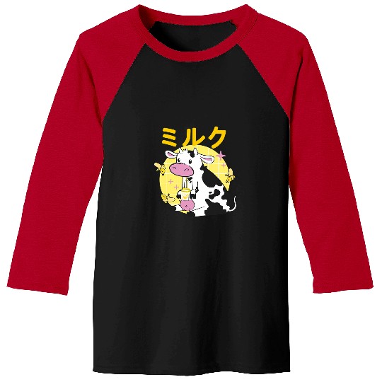Cow Pet Banana Milk Japanese Baseball Tees