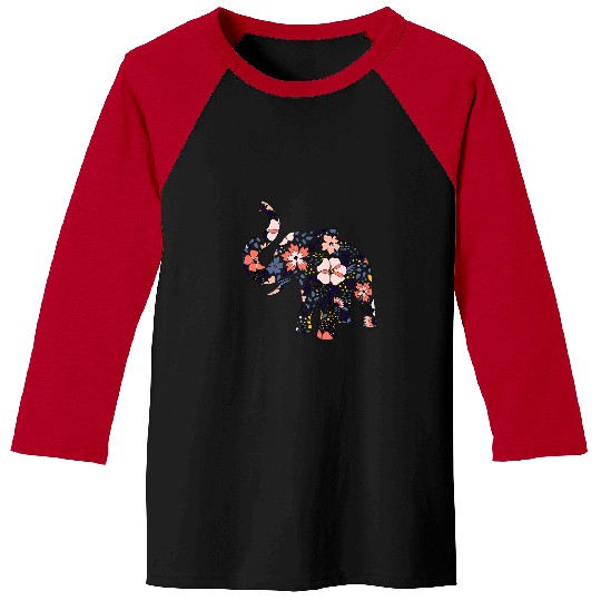 Elephant Mammal Flowers Floral Print Elephant Lovers Baseball Tees