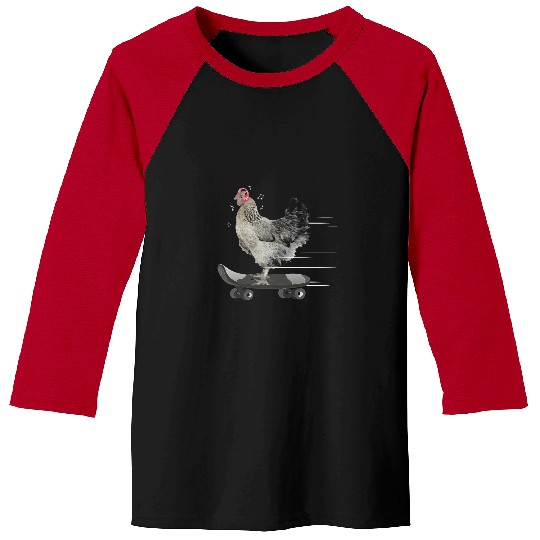 Chicken Pet Skateboarding Hen Farmers Skateboarders Baseball Tees