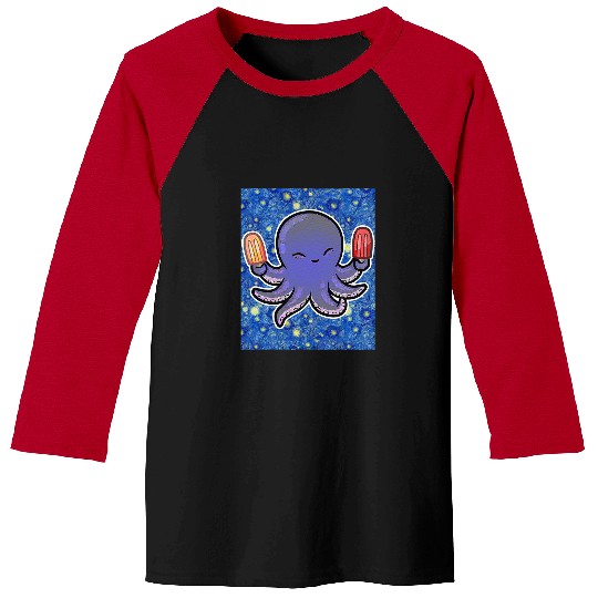 Octopus Pet Starry Night Ice Cream Baseball Tees