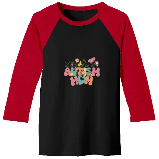 Autism Puzzle Mom Wildflower Retro Groovy Autism Awareness Mother Baseball Tees
