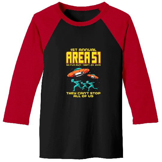 Aliens UFO Annual Area 51 5K Fun Run Alien Raid Baseball Tees