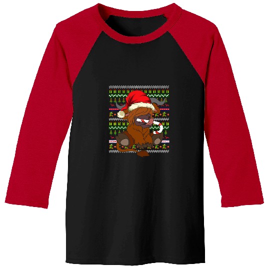 Cow Pet Merry xmass Animal Ugly Christmas Scottish Highland Cow Baseball Tees