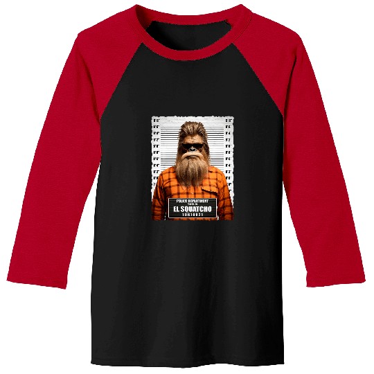 Bigfoot Pet Funny Wanted El Squatcho Bigfoot Sasquatch Lover Mugshot Baseball Tees