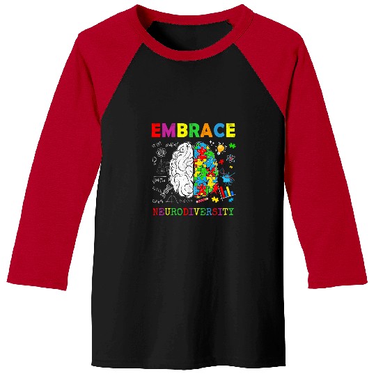 Autism Puzzle Neurodiversity Brain Embrace ADHD Autism Awareness Kids Baseball Tees