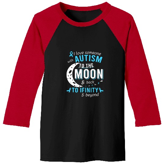 Autism Puzzle I Love Someone With Autism To Moon And Back Autism Awareness Baseball Tees