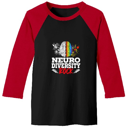 Autism Puzzle Neurodiversity Rocks Rainbow Brain Autism Awareness ASD ADHD 21 Baseball Tees
