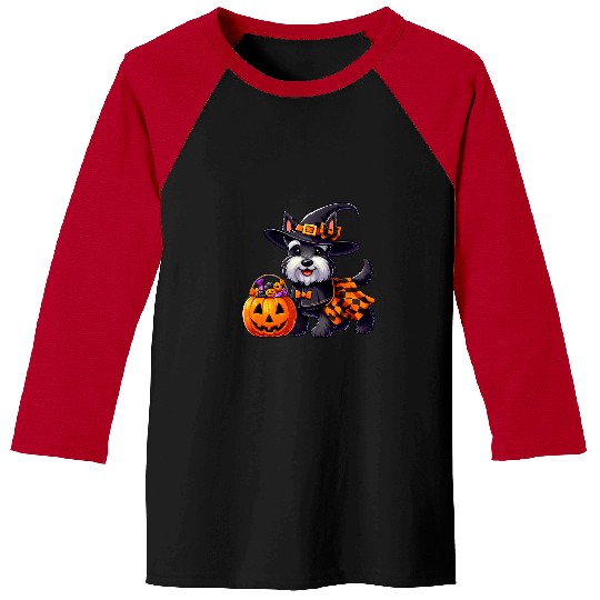 Scottish Terrier Pet Terrier Halloween Costume Witch For Lover Baseball Tees