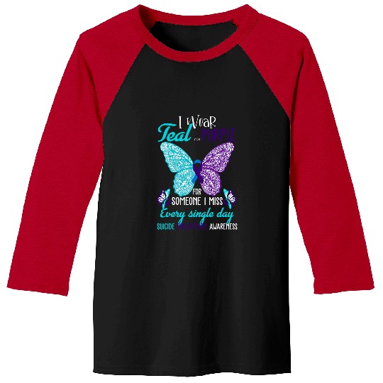 suicides Prevention 988 Ribbon I Wear Teal And Purple suicides Prevention Awareness 2 Baseball Tees