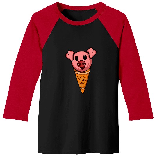 Pig Pet Ice Cream Fun loving Person Baseball Tees